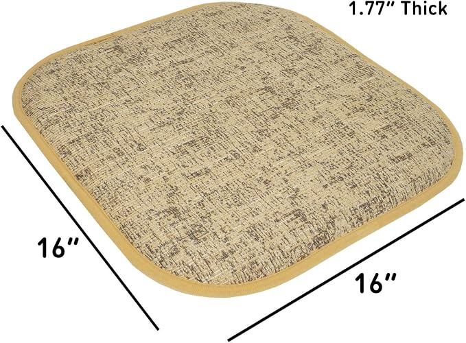 Sweet Home Collection Chair Cushion Memory Foam Pads Honeycomb Pattern Slip Non Skid Rubber Back Rounded Square 16" x 16" Seat Cover, 4 Pack, Broadway Camel/Brown - Image 4