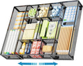 Marbrasse Expandable Desk Drawer Organizer, Mesh Drawer Organizer Tray with 10 Adjustable Compartments, Desk Organizers and Accessories, 5 Dividers Drawer for Office Supplies, Makeup & Vanity (Black) by Marbrasse