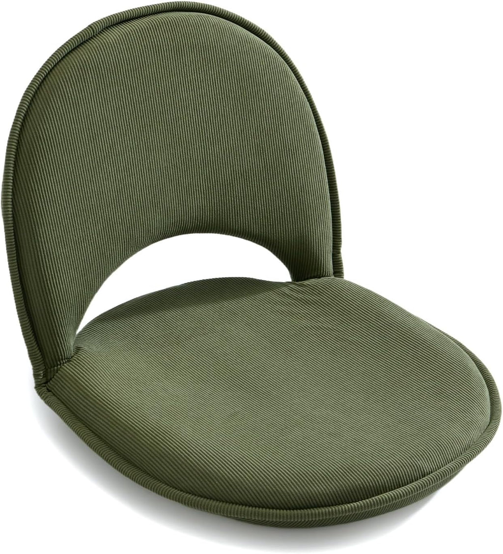 Floor Chair 5-Position Adjustable Back Support Chair Foldable Camping,Video-Gaming Reading Watching, Upholstered Meditation Convenient Seats (Green) by YOUKEEJOJO