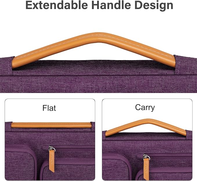 MOSISO 360 Protective Laptop Case 16 inch, 15-15.6 inch Laptop Sleeve | Compatible with MacBook Pro 16, HP Acer Dell Lenovo ASUS, Side Open Carrying Case with 4 Zipper Pockets, Argyle Purple - Image 5