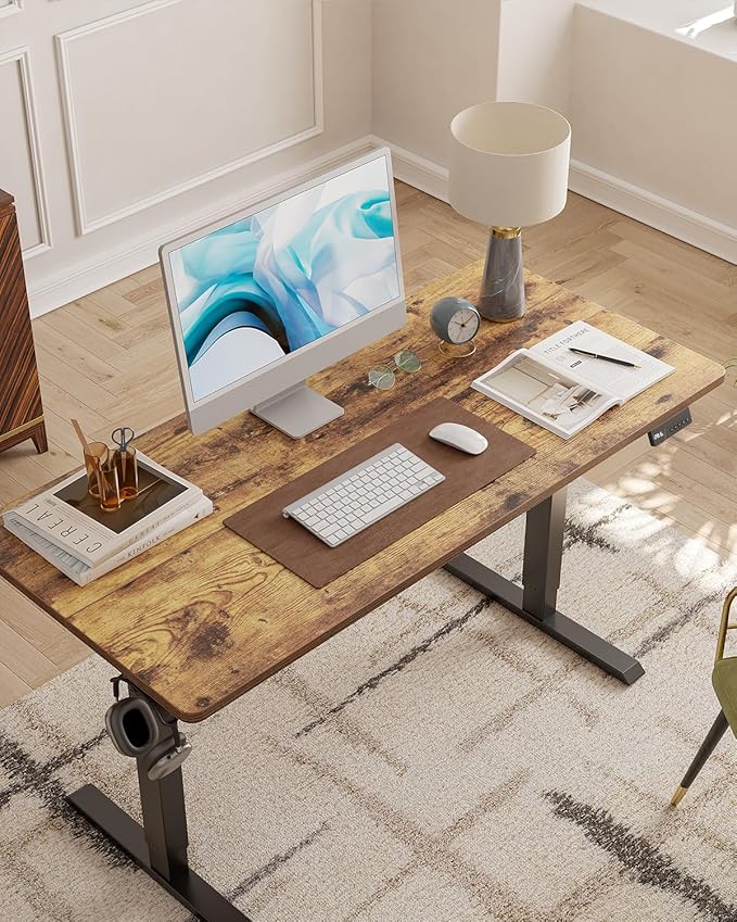 CubiCubi 63 x 28 Large Standing Desk, Height Adjustable Electric Computer Desk, 28" Deep Desktop, Sit Stand up Home Office Workstations with Preset Heights, Rustic Brown - Image 2