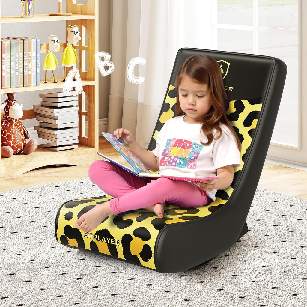 GTPLAYER Gaming Floor Rocking Chair – Rocker Floor Game Chair with Angle Limiter, Compact & Lightweight Game Seat, Yellow Leopard Patterned - Image 9