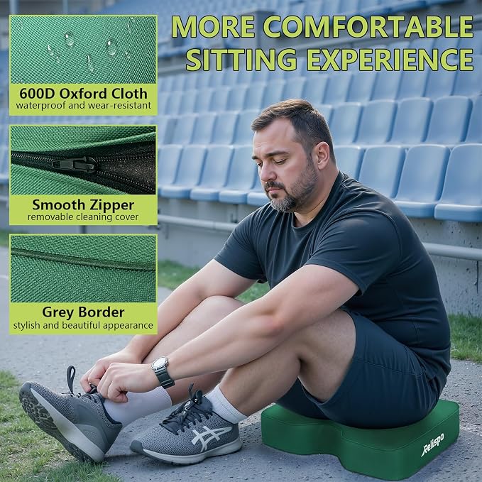 Stadium Seat Cushion for Bleachers, 2-in-1 Reversible Soft & Firm | Bleacher Cushion with Memory & High-Density Foam, Ergonomic Non-Slip Design, Portable for Indoor & Outdoor Sports, Events - Image 4