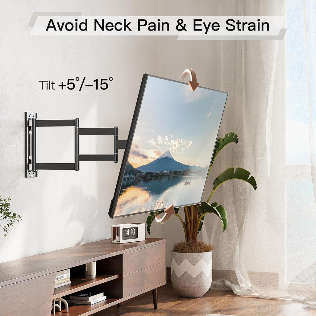 ELIVED Long Arm TV Wall Mount for Most 26-65 Inch TVs, 37.4 Inch Long Extension TV Mount Swivel and Tilt, Max VESA 400x400mm, Full Motion Wall Mount tv Bracket Holds up to 77 lbs. (Pack of 2) - Image 4