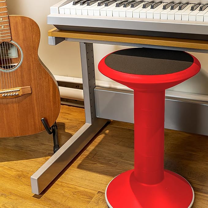 Storex Wiggle Stool – Active Flexible Seating for Classroom and Home Study, Adjustable 12-18 Inch Height, Red (00302U01C) - Image 4