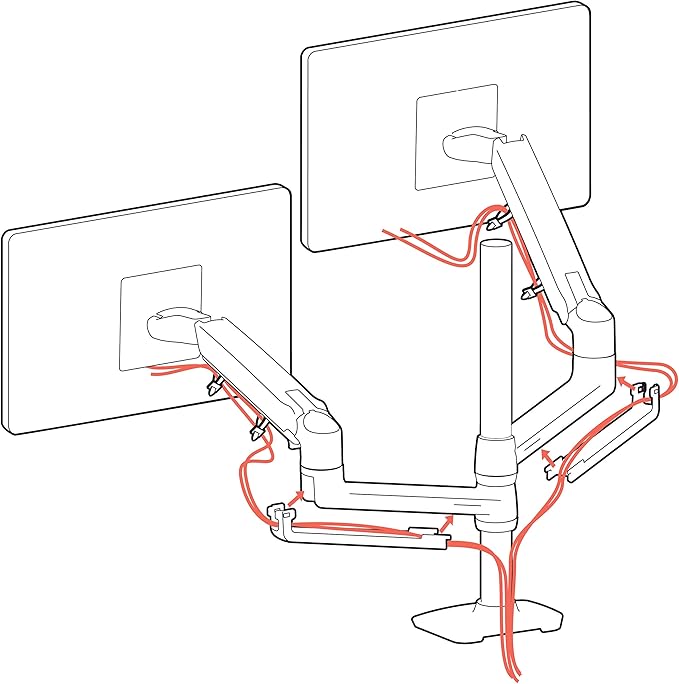 Ergotron – LX Vertical Stacking Dual Monitor Arm, VESA Desk Mount – for 2 Monitors Up to 40 Inches, 7 to 22 lbs Each – Tall Pole, White - Image 6