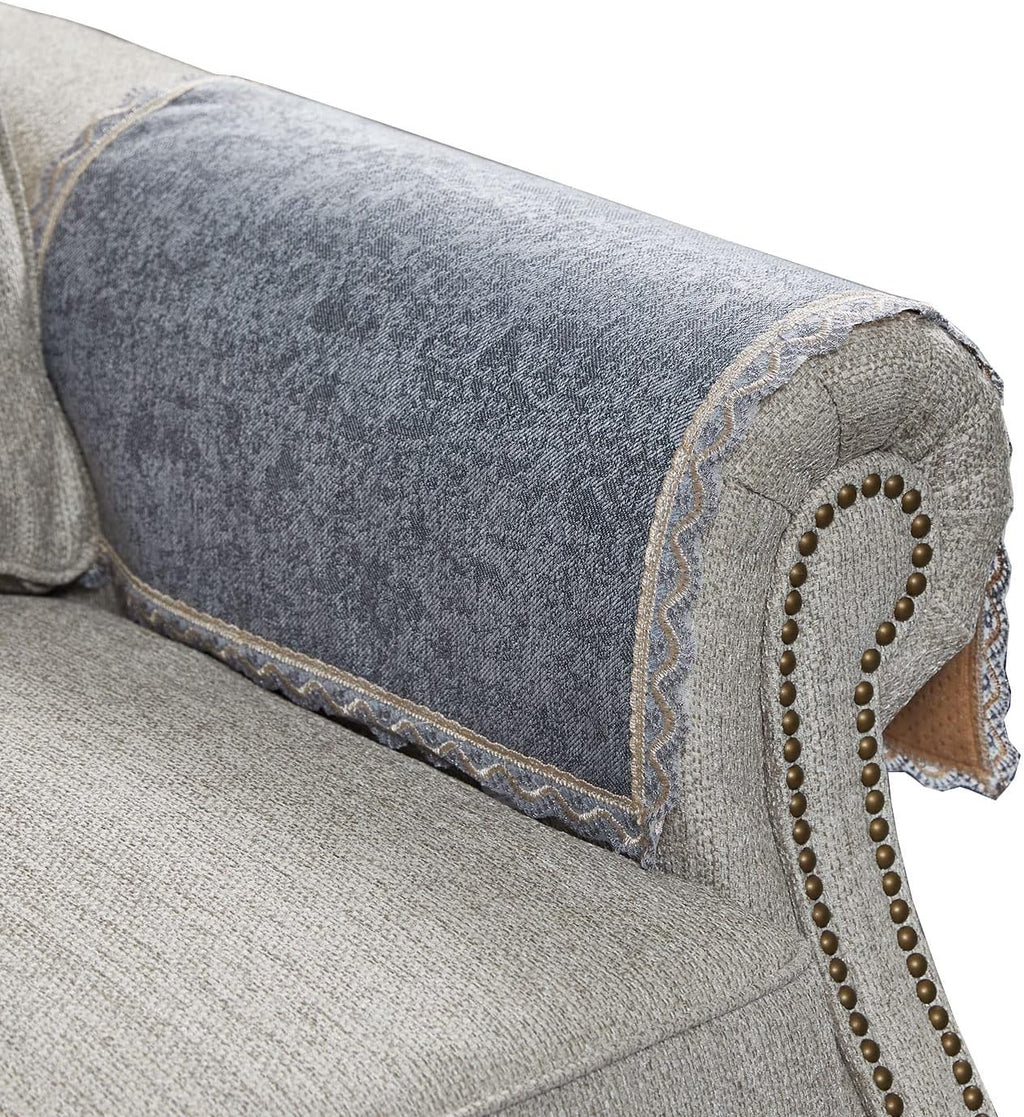 MINJIATEX Couch arm Covers,Non-Slip lace Sofa arm Covers Set of 2 Washable Sofa armrests Covers for Living Room Recliner Chair arm Cover Protectors for Leather Sofa armrest slipcover (GYDF-Grey) by MINJIATEX