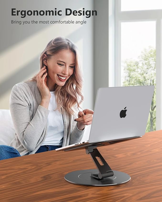 LOXP Ultra-Stable Laptop Stand for Desk with Larger Base | Military-Grade Aluminum Anti-Loosening Structure - Height Adjustable Laptop Stand Suitable for 10-17.3 inch - Image 4
