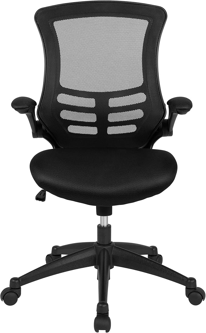Flash Furniture Set of 4 Mid-Back Swivel Ergonomic Task Office Chairs with Flip-Up Arms, Black Mesh | Flip-up Arms, Mid-Back, Mesh Back - Image 9