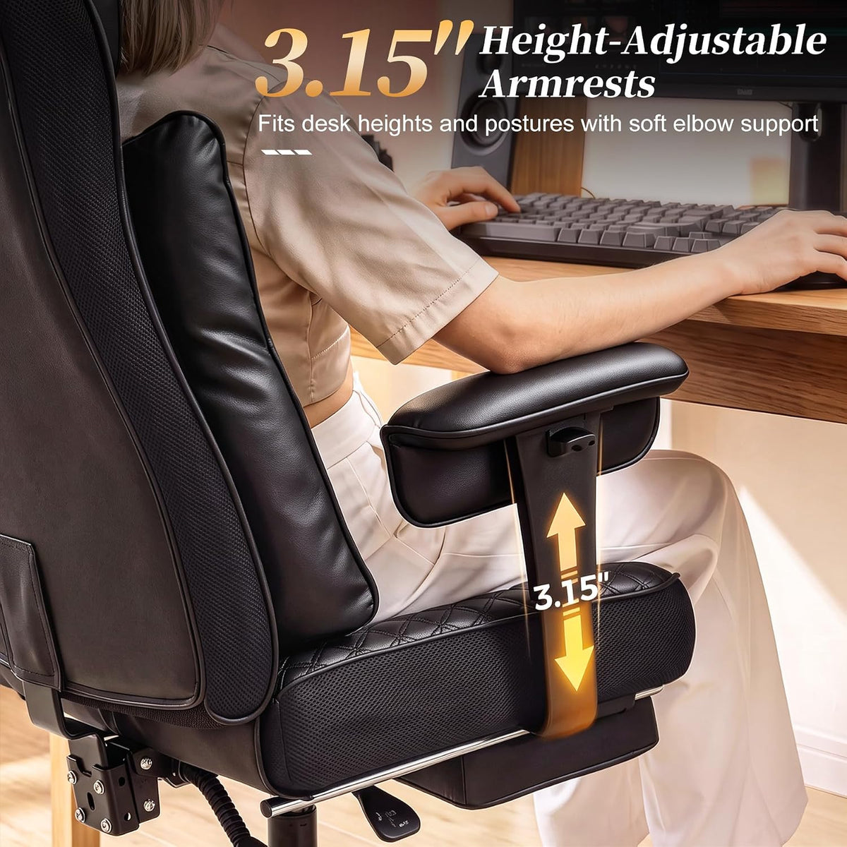 COMHOMA Big and Tall Gaming Chair with Footrest Ergonomic Office Chair - Image 5