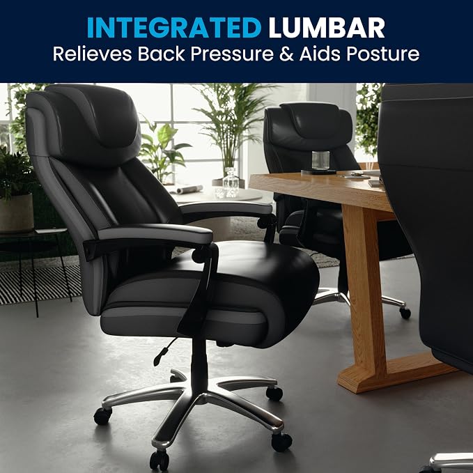 Flash Furniture Hercules Series High-Back Swivel LeatherSoft Office Chair, Ergonomic Executive Chair with Headrest and Adjustable Height, Black | 500 LB Capacity, Padded Armrests, 360° Swivel, Height Adjustable, Commercial Grade - Image 9