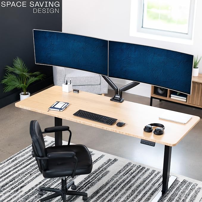 VIVO Premium Aluminum Heavy Duty Dual Monitor Arm for Ultrawide Monitors up to 40 inches and 30 lbs Each, Desk Mount Stand, Pneumatic Height, Max VESA 100x100, Black, STAND-V220Q - Image 7