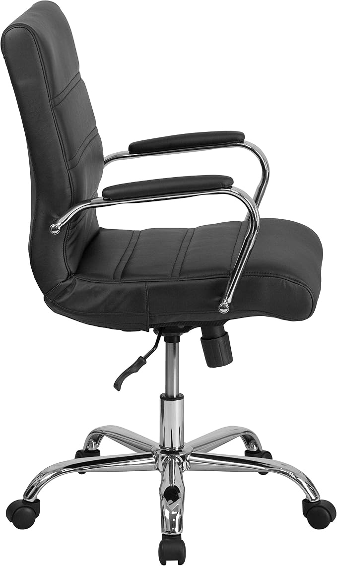 Flash Furniture Mid-Back Black LeatherSoft Executive Swivel Office Chair with Chrome Base and Arms - Image 12