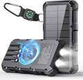Solar Charger Power Bank 20000mAh Wireless Charger QC 3.0 Fast Charging Power Bank 8 Outputs 4 Inputs Solar Portable Charger Compatible with All Mobile Devices,SOS/Strobe/Strong Flashlights (black) by Fmooo