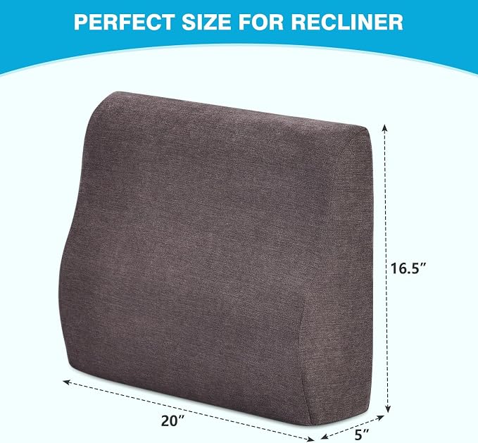Back Support Pillow for Recliner Dual Layer Lumbar Support Pillow with Gel Memory Foam Ergonomic Orthopedic Couch Lumbar Cushions for Elderly Lower Back Pain Relief Washable Cover Brown - Image 6