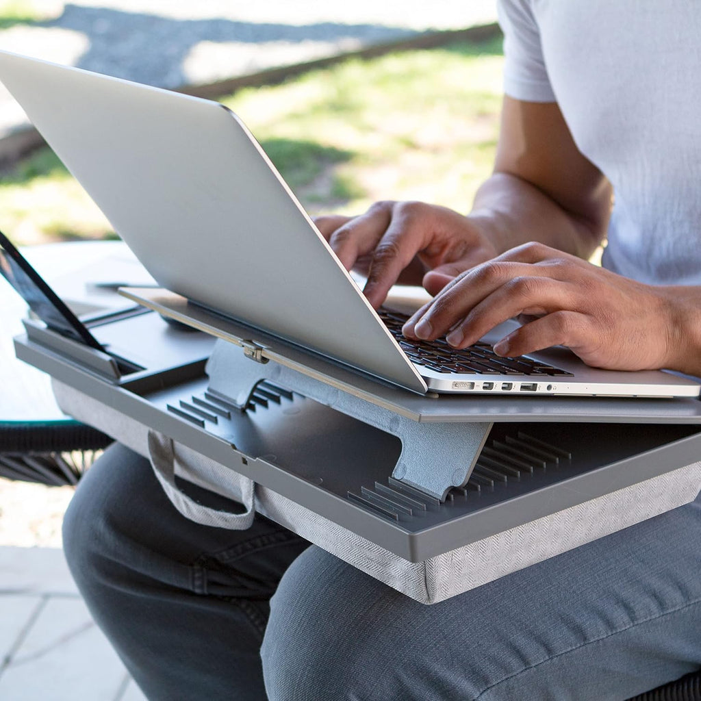 LAPGEAR Ergo Pro Lap Desk with 20 Adjustable Angles, Mouse Pad, and Phone Holder - Gray - Fits up to 15.6 Inch Laptops and Most Tablets - Style No. 49405 - Image 6