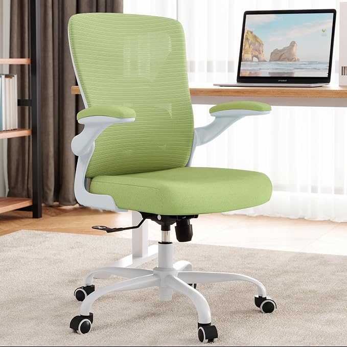 Office Chair: Mesh Ergonomic Desk Chair with 3D Lumbar & Swivel | 330LBS Computer Chair-Executive Task Work Chairs with Flip-up Arms Home Office Desk Chairs Gaming Chair for Long Hours(Green) - Image 3