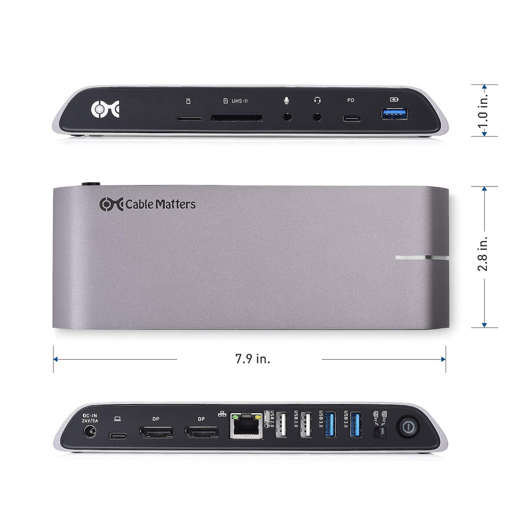 Cable Matters USB C Dock for Windows, Dual 4K DisplayPort, 80W Charging - Image 6
