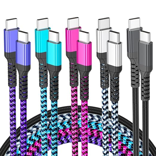 HEPU USB C to USB C Cable, 60W Fast Charging C Cord 5-Pack[3/3/3/6/6FT] | for iPhone 17 16 15 Pro Max Type C to C Cable for Samsung S25/S24 for iPad Mini/Air MacBook Pro 2022 by Unknown