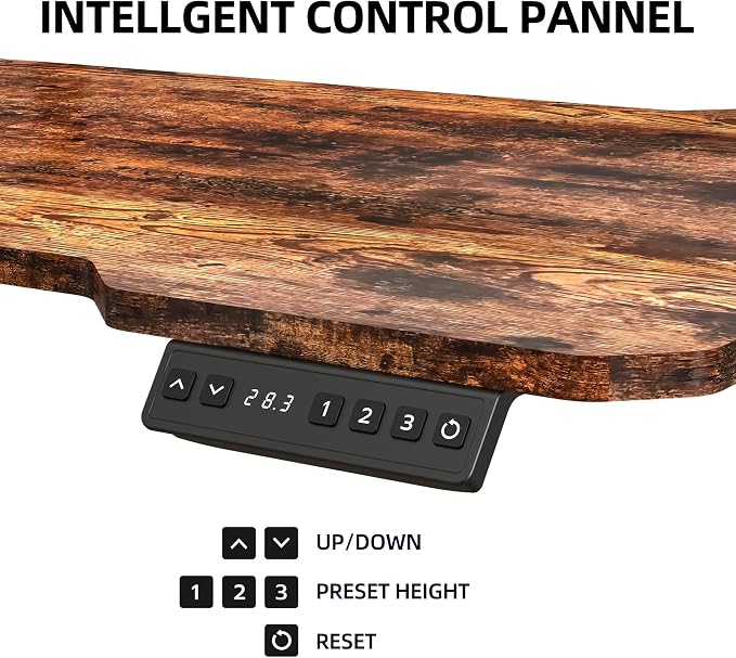 59 Inch L Shaped Standing Desk with Shelves and Keyboard, Electric Corner Standing Desk Adjustable Height, Sit Stand Computer Table with Reversiable Splice Board，Rustic Brown - Image 8