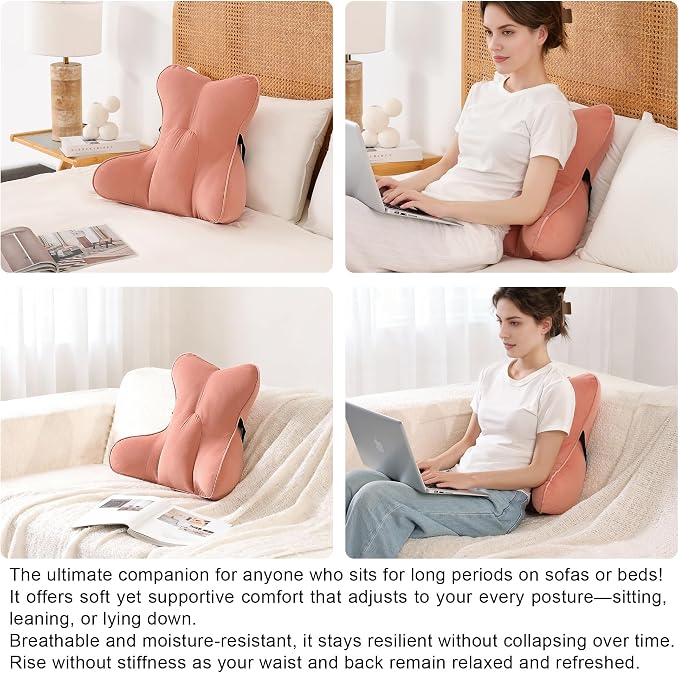 Lumbar Support Pillow (Pat. Pend) for Office Chair, Couch, Recliner & Car Seat, Ergonomic Back Support Cushion for Lower Back Pain Relief, Washable Lumbar Pillow, Blush Pink - Image 5