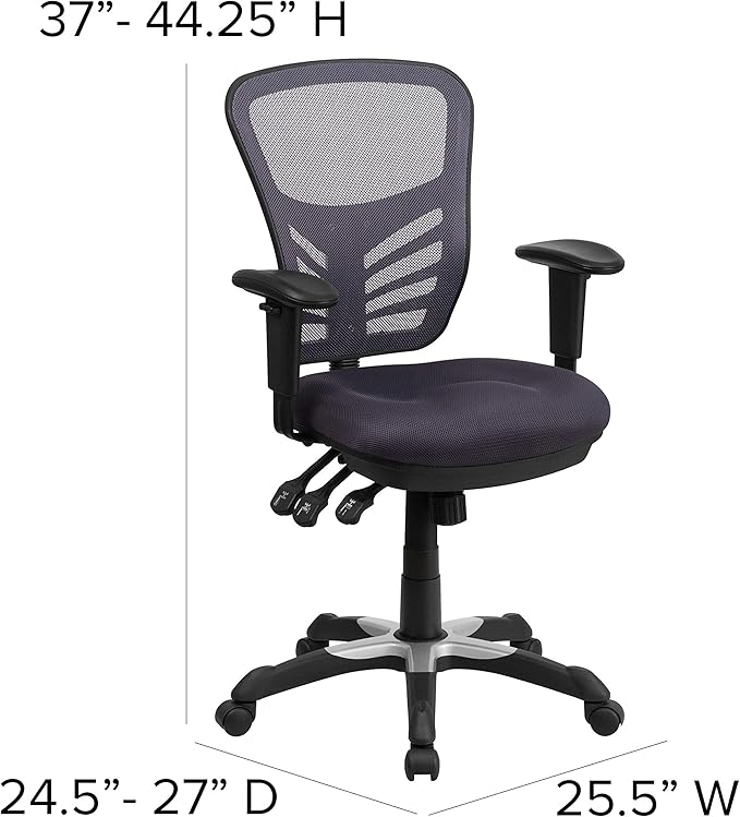 Flash Furniture Mid-Back Dark Gray Mesh Multifunction Executive Swivel Ergonomic Office Chair with Adjustable Arms - Image 3