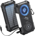 BLAVOR Solar Charger Power Bank Built-in Retractable USB-C Cable, 20000mAh Wireless Magnetic Portable Charger with Camping Light, Flashlight, 20W Fast Charging Battery Pack for Outdoor Camping Hiking by BLAVOR