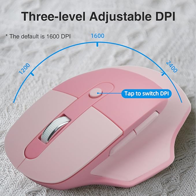 Wireless Ergonomic Keyboard and Mouse Combo with PU Wrist Rest, Carpal Tunnel Keyboard, 2.4G Colorful Split Ergo Keyboard, Comfortable Natural Typing, Compatible with PC/Laptop (Pink) - Image 8