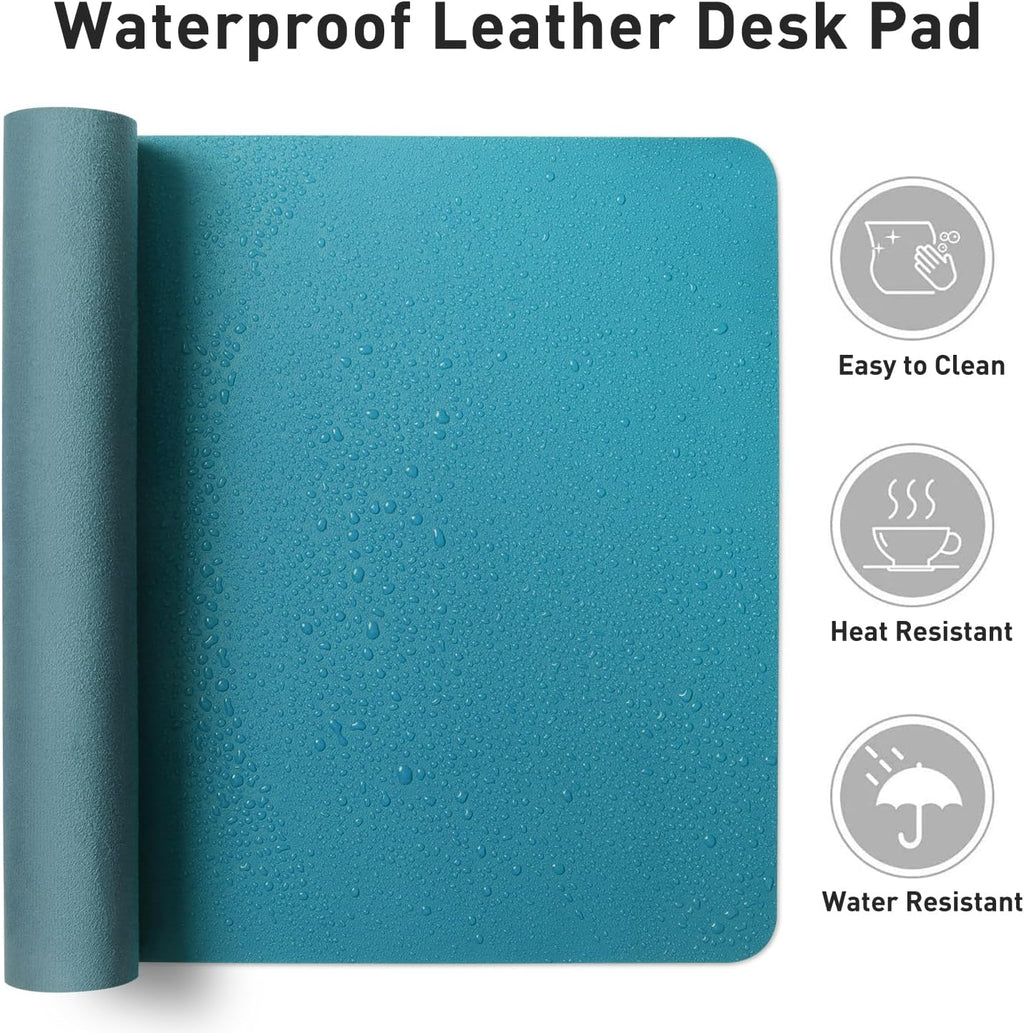 Aothia Faux Leather Desk Mat - Non-Slip PU Leather Desk Blotter, Waterproof Writing Surface, Large Desk Pad for Office & Home (Turquoise, 55" x 17") - Image 7