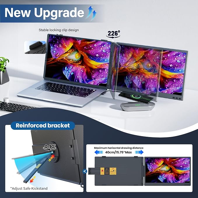 CIDETTY Laptop Screen Extender Monitor Portable, 14" Ultra-Thin Dual Laptop Monitor FHD 1080P IPS, USB-C/HDMI Plug & Play Travel Monitor for 13-17" Laptops, Compatible with Wins/Mac/Chrome/Switch - Image 6
