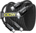 JSAUX 100W USB C to USB C Cable [2-Pack 6.6FT], PD Fast Charging, Black | 100 Watt Fast Charger, Braided Type-C Cords for iPhone Air/17e/17/16/15 Series, Galaxy S/Note Series, MacBook and iPad by JSAUX