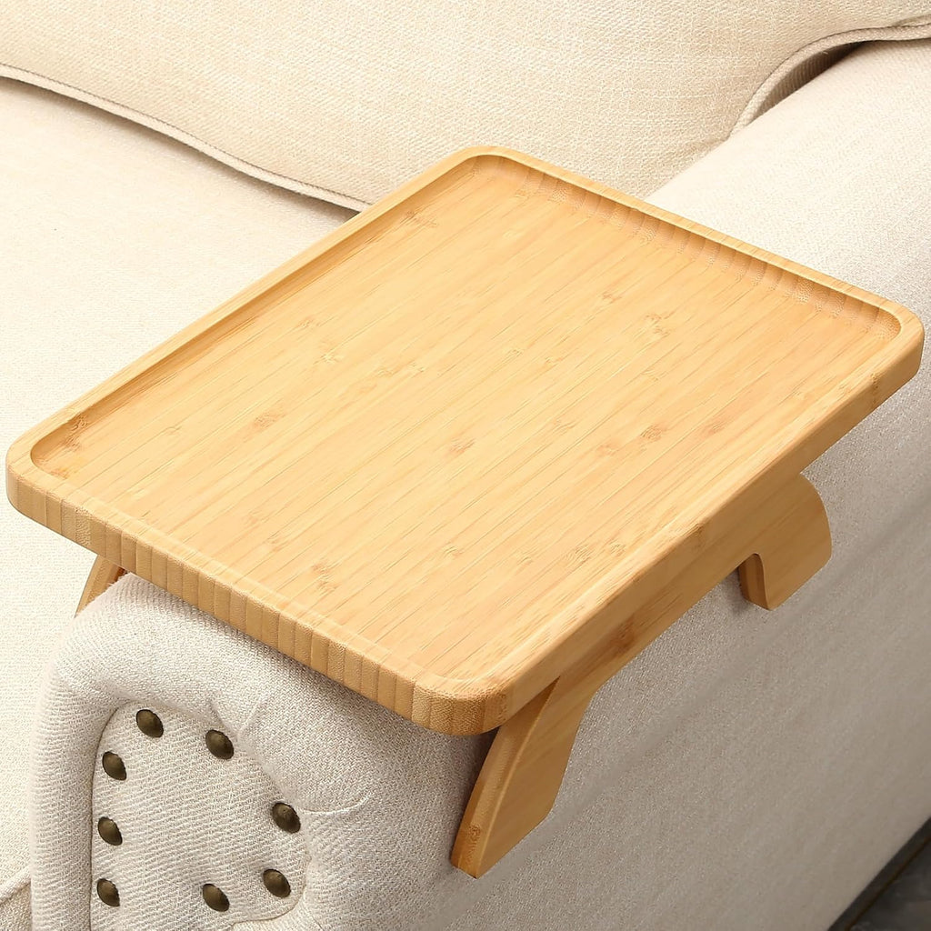 Sofa Arm Tray,Folding Couch Table with 13.78" x 9.84" Storage Box by SINWANT