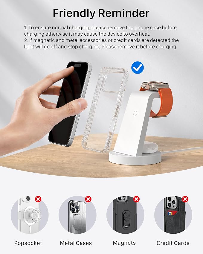 Anlmz 3 in 1 Charging Station for iPhone - Wireless Charger for Apple Products Multiple Devices - Charging Dock Stand for AirPods (for iPhone 17 16e 16 15 14 13 pro 12 11 X Max) - Image 6