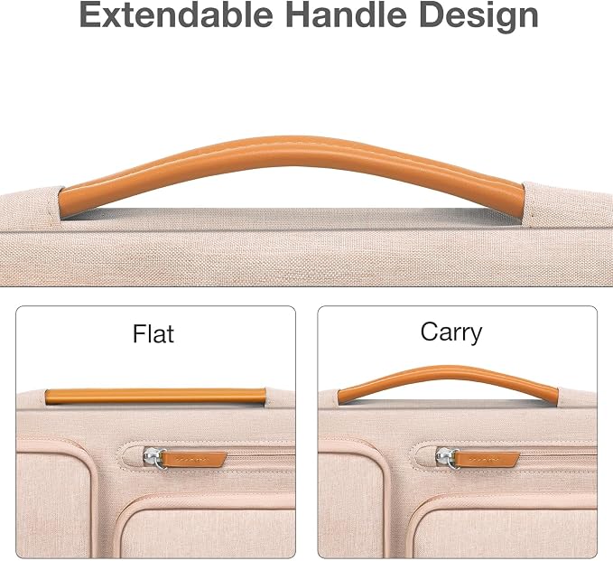 MOSISO 360 Protective Laptop Case 16 inch, 15-15.6 inch Laptop Sleeve | Compatible with MacBook Pro 16, HP Acer Dell Lenovo ASUS, Side Open Carrying Case with 4 Zipper Pockets, Khaki - Image 5
