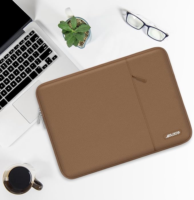 MOSISO Laptop Case 14 inch, Laptop Sleeve Bag with Pocket | Compatible with HP Lenovo Dell ASUS Acer, HP Stream, Dell Latitude, Polyester Vertical Computer Bag, Mocha - Image 5