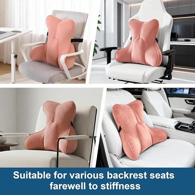Lumbar Support Pillow (Pat. Pend) for Office Chair, Couch, Recliner & Car Seat, Ergonomic Back Support Cushion for Lower Back Pain Relief, Washable Lumbar Pillow, Blush Pink - Image 6