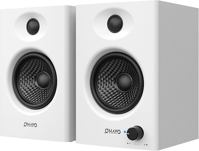 OHAYO 60W Computer Speakers for Gaming and Music, Active Bluetooth 5.3, Stereo 2.0 Speakers for Desktop PC Monitor or Laptop, Surround Sound Speaker, 3.5 mm Aux RCA Input, USB-Powered, 1 Pair, White by OHAYO