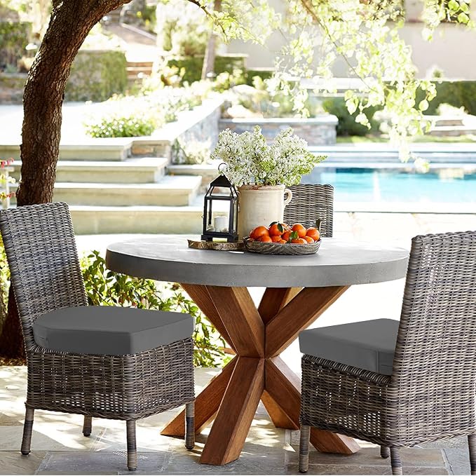 idee-home Outdoor Chair Cushions Set of 2, 19 x 19 Outdoor Seat Cushions | Patio Chair Cushions for Outdoor Furniture Waterproof with Ties, Outdoor Seat Cushion, Patio Chair Pads Dining Chair - Image 5