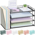 Spacrea 4-Tier Paper Organizer for Desk with File Organizer | Desk Organizers and Accessories Desk Accessories & Workspace Organizers for Office Supplies (Black) by Spacrea