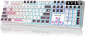 Redragon RM104 Wireless Keyboard with Knob, Tri-Mode BT/2.4G RGB Computer Keyboards, 4000mAh Battery, Programmable Software Support, Anti-Ghosting, Compatible with PC Mac - Pink & White by REDRAGON