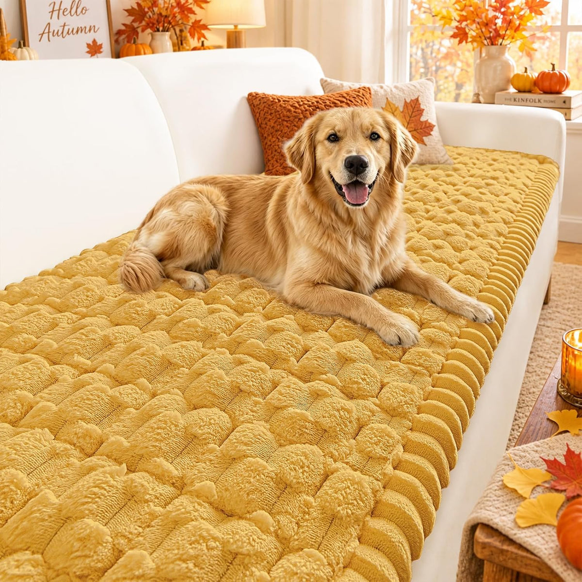 Smiry Fall Couch Cover for Dogs, Non Slip Fuzzy Pet Sofa Protector Washable by Smiry
