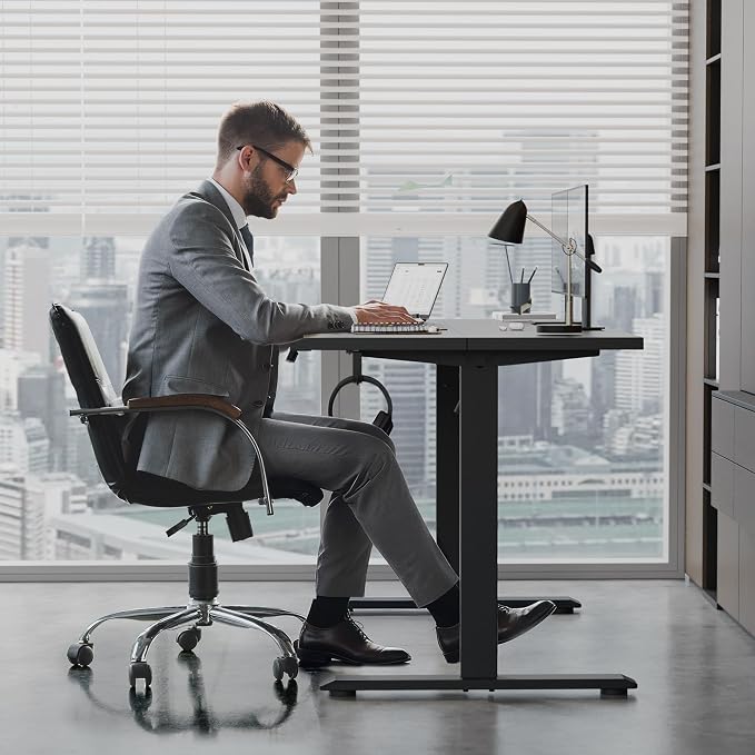 Klicelor L Shaped Standing Desk 75 x 61 Inch, Electric Height Adjustable Corner Desk for Home Office Workstation, Ergonomic Sit Stand Computer Table with Memory Controller, Black - Image 2