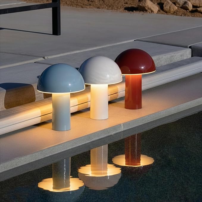 Brightech Celia Mood Lamp – 10" Touch-Controlled Mushroom Table Lamp, Cordless & Dimmable LED, Portable & Rechargeable Bedside Night Light, Sustainable Recycled Modern Patio Lamp for Home Décor – Red - Image 7