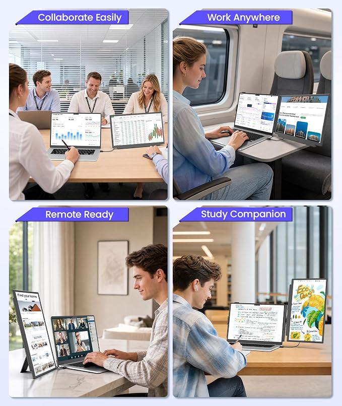 Laptop Screen Extender, 15.6" 1080P FHD Detachable & Portable Dual Monitor | Fit for 14-17.3" Laptops, Plug & Play, Travel Monitor Extender, Built in Speakers, Compatible with Wins/Mac/Chrome/Android - Image 8