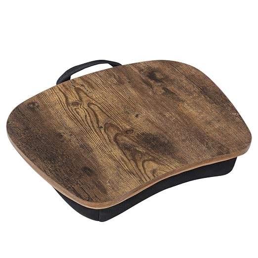 SONGMICS Lap Desk, Bed Tray, Laptop Table with Handle, Cushion, 12.6 x 15.7 x 3.1 Inches, Rustic Brown ULLD109B01 by Unknown