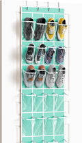 Simple Houseware 24 Pockets Clear Over the Door Shoe Organizer, Turquoise | 64" x 19", 4 Durable Metal Hooks, 4.3" x 9.5" Pocket Size, Multipurpose by SimpleHouseware