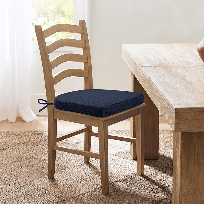Chair Cushions for Dining Chairs, Non Slip Chair Pads with Ties and Washable Covers, Memory Foam Kitchen Chair Cushions Set of 6, 16"X16"X2.5", Navy - Image 7