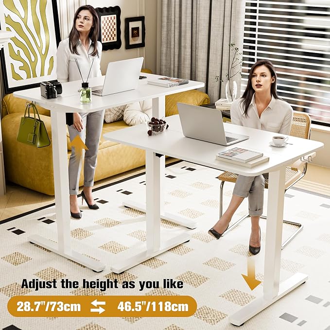 Small Standing Desk,35"x24" Height Adjustable Sit-Stand Home Office,White | Electric Adjustable Standing Desk, Sit to Stand Computer Office Desk with Splice Board, Memory Preset, Lifts 28.7''-46.5" - Image 4