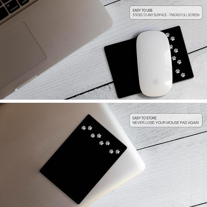 Mouse Pad Adhesive Bottom - Sticks to Any Surface - Portable - Webcam Covers and Screen Cleaner Included (Dog Paw) - Image 3