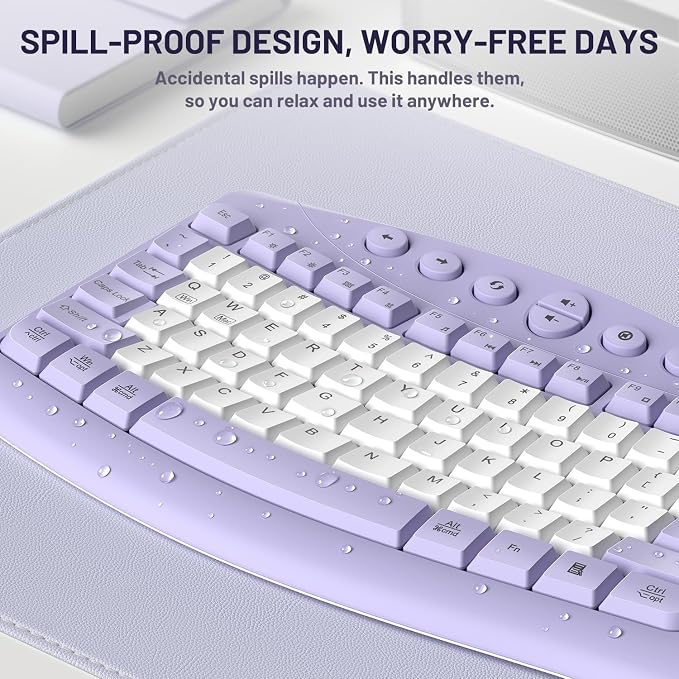Wireless Keyboard and Mouse Combo Silent Ergonomic Curved Design for Office - Image 8
